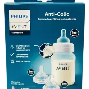 SET MAMADERA AVENT ATICOLOIC 260 ML + 2 TETINAS